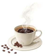 Obraz premium cup of coffee with beans png