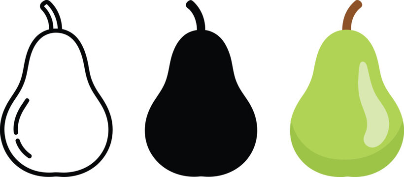 Pear icon set isolated on white background, Vector, illustration