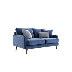 Stylish blue sofa with pillows
