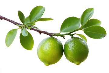 Two limes on a branch with leaves