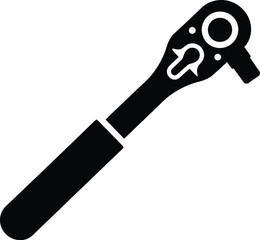 Ratchet wrench black silhouette isolated on white background
