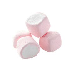 Stack of pink marshmallows on Transparent Background