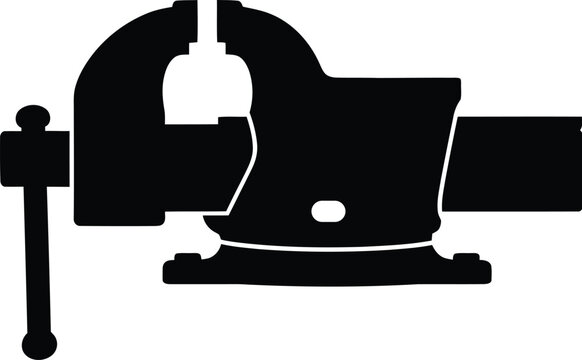 Black and white bench vise silhouette illustration