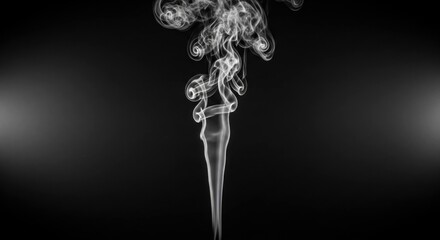 Delicate wisp of white smoke swirls against a stark, dark gradient background