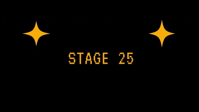 Stage 25 pixel art with sparkling stars evokes retro arcade game aesthetics. 4K video animation for video game - Powered by Adobe