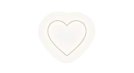 A minimalist white heart shape with a subtle inner outline on a plain background.