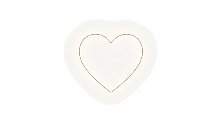 A minimalist white heart shape with a subtle inner outline on a plain background.