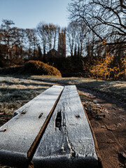 Frosty Morning on the River Trent: Cattails, Ornate Bridge, and Distant Church Spire, Burton, UK