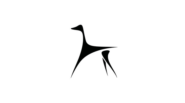 Modern abstract black silhouette of a graceful, stylized animal. Elegant minimalist vector design on a clean white background.