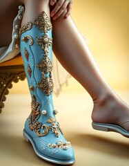 Women legs with modern dress and footwear