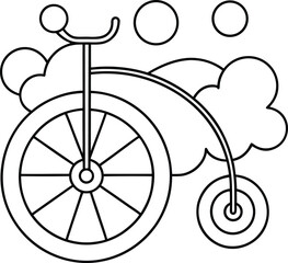 Fototapeta premium Vintage high wheel bicycle in elegant black and white outline design Vector illustration