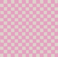 Vector checkered seamless pattern design. Pink background.