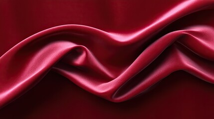 Fototapeta premium Luxurious Deep Red Silky Fabric with Gentle Curves, Soft Texture and Striking Shine for Elegant Backgrounds and Stylish Design Projects