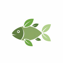 Green Fish with Leaf Fins and Tail EcoFriendly Aquatic Life.