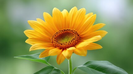 Obraz premium Vibrant sunflower blossoms in full bloom against a soft green background, capturing the essence of summer and natural beauty in a stunning display of petals.