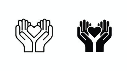 Obraz premium A simple icon design showing two hands cupping a heart symbol. 
