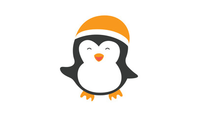 Cute baby penguin cartoon isolated on white background.