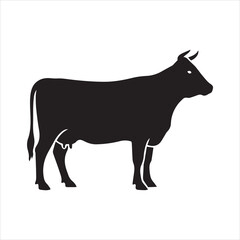black silhouette of a cow