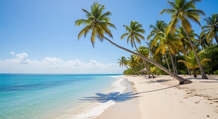 Fototapeta premium Tropical beach with palm trees and turquoise water
