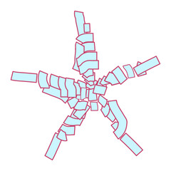 Fragmented star irregular blue segments outlined in neon pink.