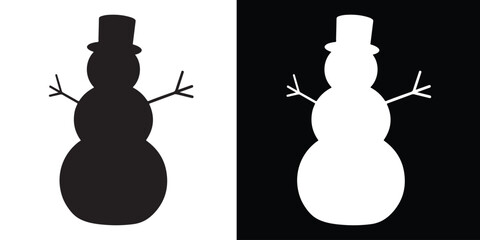 snowman silhouette vector, winter snowman black silhouette, snowman icon