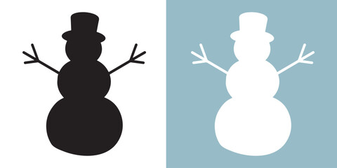 snowman silhouette vector, winter snowman black silhouette, snowman icon