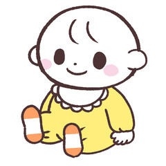 座る赤ちゃんのイラスト