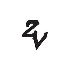ZV Alphabet Unique minimalist overlaping Monogram Simple Design Initial Bold Logo