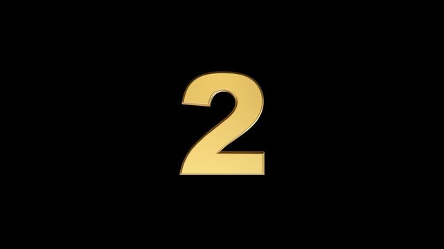 Rotating 3D Gold Number 2 logo Animation on transparent Background.
