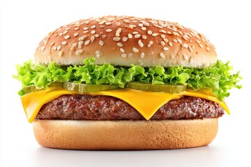 A classic cheeseburger, fresh and appetizing