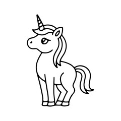 Cute unicorn standing in a playful pose with a horn and flowing mane, perfect for creative projects and children s crafts