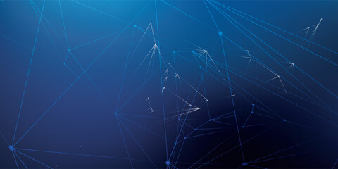 Abstract Blue Network of Connected Lines and Dots Digital Design.