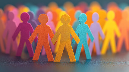 Diverse colorful paper people symbolizing global community unity inclusion and multicultural