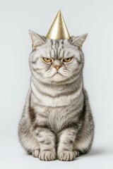 Grumpy Birthday Cat With Party Hat