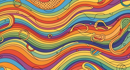 Colorful abstract wavy lines and shapes background