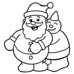 Santa claus and a snowman are standing together isolated on
