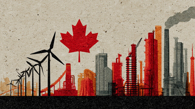 Energy and power icons banner highlighting Canadian industry and sustainability