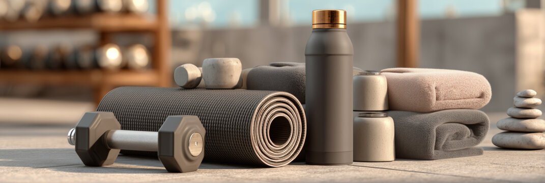 Home fitness gear arranged neatly for effective gym training sessions