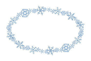 手刺繍の雪の結晶の楕円枠