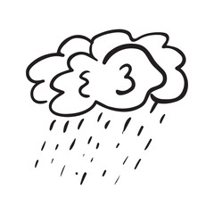 Bad Weather Cloud With Rain Icon Outline