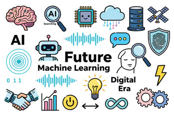 AI, Machine Learning, and Future Technology Concept Icon Set