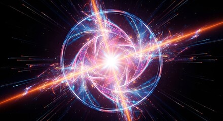 Futuristic energy core concept with glowing plasma and radiating light beams