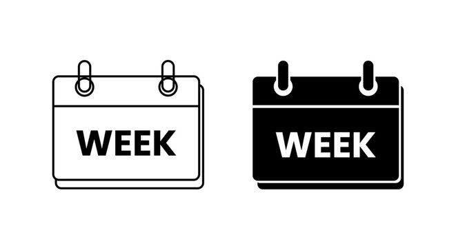 Calendar icon showing the word week in outline and solid style