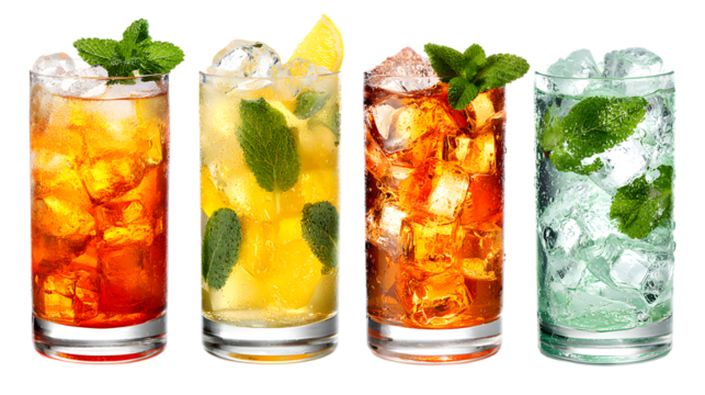Refreshing cocktails with ice and mint for a summer celebration lifestyle Isolated on Transparent Background