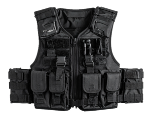 Isolated Black Tactical Vest Military Protection Gear