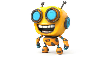 Fototapeta premium Cheerful 3D Cartoon Robot with Smiling Expression Conveying Playful Futuristic Technology