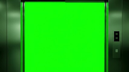 Green Screen chroma key lift doors opening closing scene 3 with distortion, overlay, glitch, static noise, scan lines on black background, 4k animated video loop - Powered by Adobe