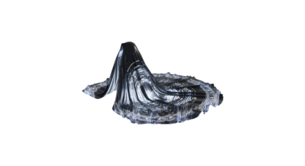 Abstract Digital Circuit Ghost Drape Isolated Black