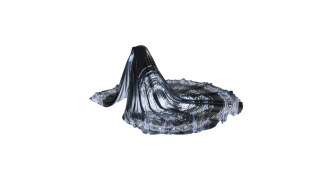 Abstract Digital Circuit Ghost Drape Isolated Black