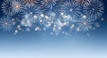 Celebratory fireworks sparkling explosions sky anniversary festive new year's eve celebration bright burst